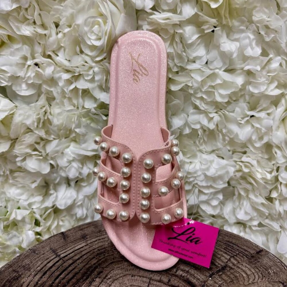 Pink Sandals with Pearl Details